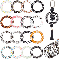 (52) Непрозрачная лаванда 16 шт 16 цвета силиконовые бусины, кольцо, разноцветные, 65x10 мм, отверстие : 3 мм, 1 шт / цвет