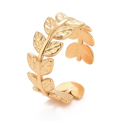 Золотой Ионное покрытие (ip) 304 открытое манжетное кольцо из нержавеющей стали для женщин, золотые, размер США 7 3/4 (17.9 мм)