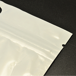 White Pearl Film PVC Zip Lock Bags, Resealable Packaging Bags, with Hang Hole, Top Seal, Self Seal Bag, Rectangle, White, 17x14cm
