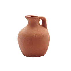 Сиена Мини керамическая ваза миниатюрные украшения, аксессуары для кукольного домика в микроландшафтном саду, притворяясь опорными украшениями, горшок, цвет охры, 28x22 мм, отверстие : 6 мм