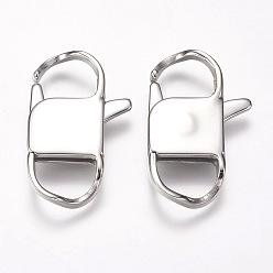 Stainless Steel Color 304 Stainless Steel Lobster Claw Clasps, Stainless Steel Color, 32x19.5x5mm, Hole: 8x11mm