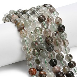 Лодолит Кварц Натуральный зеленый lodolite кварц бисер пряди, круглые, круглые, 8.5 мм, отверстие : 1 мм, около 46 шт / нитка, 15.35 дюйм (39 см)