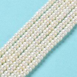 Lin Brins de perles de culture d'eau douce naturelles, Note 6 un, rondelle, linge, 3.8~4.2x2.5~3mm, Trou: 0.7mm, Environ 131~135 pcs/chapelet, 15.04'' (38.2 cm)