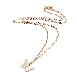 Real 18K Gold Plated Brass Butterfly Pendant Necklaces, with Cable Chains and Lobster Claw Clasps, Real 18K Gold Plated, 15.94 inch(40.5cm)