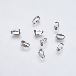 Stainless Steel Color 304 Stainless Steel Snap on Bails, Stainless Steel Color, 7x3.3x3.5mm, Hole: 2.5x6mm