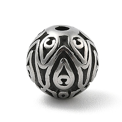 Античное Серебро 316 бусины из хирургической нержавеющей стали, круглые, античное серебро, 10 мм, отверстие : 1.8 мм