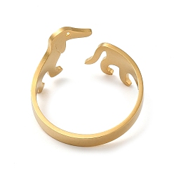 Oro 304 anillos de puño de acero inoxidable, anillo de dedo abierto para mujer, perro salchicha, dorado, tamaño de EE. UU. 8 1/2 (18.5 mm)