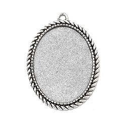 Античное Серебро Сеттинги для кабошонов или кулона, сплав, тибетский стиль , без кадмия и без свинца, овальные, античное серебро, лоток : 40x30 мм, 51x37x2 мм, отверстие: 3 мм, около 100 шт / кг