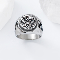 Нержавеющая Сталь Цвет 304 из нержавеющей стали кольца палец для мужчин, узел трикетра, цвет нержавеющей стали, размер США 13 (22.2 мм)