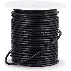 Черный Коровьей шнур, кожаный шнур ювелирных изделий, ювелирные изделия DIY делает материал, чёрные, 1.8~2 мм, 20 м