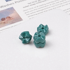 Dark Cyan Opaque Acrylic Beads, Wave Snowflake, Dark Cyan, 9.5x5mm, Hole: 2mm