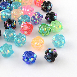 Mixed Color Chunky Resin Rhinestone Beads, Resin Round Beads, Mixed Color, 8mm, Hole: 1.5mm