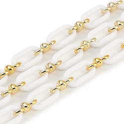 Белый Покрытие стойки акрил и пластиковая цепь ccb, долговечный, белые, 20x10.6x3 мм, 5 м / рулон