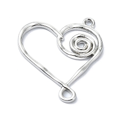 Платина Стойки подвески обшивки сплава, сердце, платина, 31.5x27.5x2 мм, отверстие : 2 мм