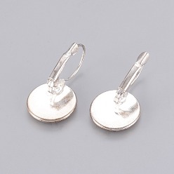 Silver Brass Leverback Earring Findings, Lead Free and Cadmium Free, Silver Color Plated, 25~27x16mm, Tray: 14mm