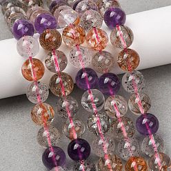 Super Seven Quartz Natural Super Seven Quartz Beads Strands, Smooth Round, 10~11.5mm, Hole: 1mm, about 36~40pcs/strand, 14.76''(37.5cm)~15.75''(40cm)