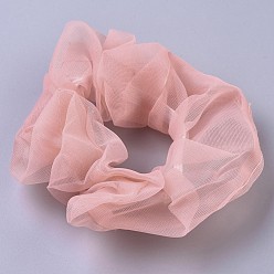 Licht Lachs Mädchen Haar-Accessoires, scrunchie / scrunchy, elastische Organza-Haargummis, Pferdeschwanzhalter, Licht Lachs, 1.5~2 mm, Innendurchmesser: 45~55 mm