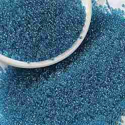 (RR1823) Sparkling Blue Lined Aqua AB MIYUKI Round Rocailles Beads, Japanese Seed Beads, (RR1823) Sparkling Blue Lined Aqua AB, 15/0, 1.5mm, Hole: 0.7mm, about 5555pcs/bottle, 10g/bottle