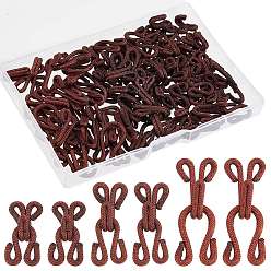 Coconut Brown 48Sets 3 style Cloth and Iron Hook and S-Hook Clasps, Coconut Brown, 23~37x11.5~13x6.5~8mm, 16sets/style