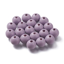 Thistle Painted Natural Wood Beads, Round, Thistle, 16mm, Hole: 4mm