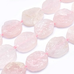 Quartz Rose Naturel a augmenté perles de quartz, ovale, 18~25x15~20x5~7mm, Trou: 0.8mm, Environ 17 pcs/chapelet, 15.7 pouce (40 cm)