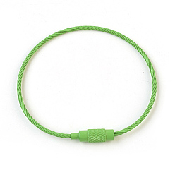 Зеленый лайм Стальная проволока изготовление браслетов, с медными застежками, зеленый лайм, 6-1/8 дюйм (15.5 см) ~ 6-1/4 дюйм (16 см)