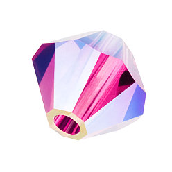 70350 20000 Fuchsia AB 2x Хрустальные бусины preciosa®, чешский хрусталь, биконус(451 69 302 рондель), 70350 20000 фуксия ab 2x, 6 мм, отверстие : 1 мм