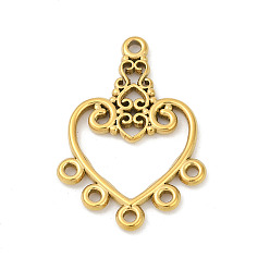 Золотой 304 нержавеющей стали ссылки люстра компонент, ионное покрытие (ip), сердце, золотые, 30.5x21.5x2 мм, отверстия : 1.6 mm и 1.8 мм