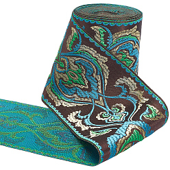 Темно-бирюзовый 5м полиэстеровая лента для вышивания, аксессуары для одежды, темные бирюзовый, 3-1/2 дюйм (90 мм), около 5.47 ярдов (5 м) / комплект