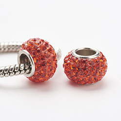 236_Гиацинт Австрийский хрусталь, европейские бусины, бусины с большим отверстием, 925 сердечник из стерлингового серебра, рондель, 236 _hyacinth, 11~12x7.5 мм, отверстие : 4.5 мм