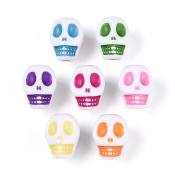 (52) Непрозрачная лаванда Непрозрачные акриловые бусины, череп, разноцветные, 9.5x7.5x8 мм, отверстие : 1.8 мм, Около 1219 шт / 500 г