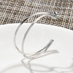 Нержавеющая Сталь Цвет 304 женские серьги-гвоздики С-образной формы из нержавеющей стали, цвет нержавеющей стали, 41.5x44x11 мм