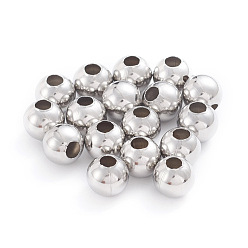 Stainless Steel Color 304 Stainless Steel Beads, Hollow Round, Stainless Steel Color, 8x7.5mm, Hole: 2.5~3mm, 200pcs/bag