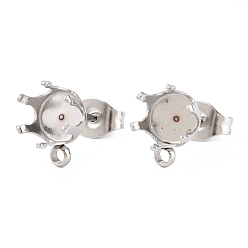 Нержавеющая Сталь Цвет 304 плоские круглые серьги-гвоздики из нержавеющей стали, с петлевой и зубчатой застежкой-серьгой, цвет нержавеющей стали, 16x8.5x6 мм, отверстие : 1.4 мм, внутренний диаметр: 5.5 мм, штифты : 0.7x11 мм