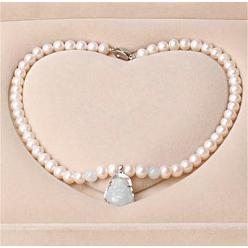 Платина Ожерелья из натурального пресноводного жемчуга для женщин, платина, 17.72 дюйм (45 см)