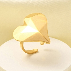 Сердце 304 открытая манжета из нержавеющей стали для женщин, реальный 18 k позолоченный, сердце, Сердце: 27x25 mm, регулируемый