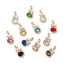Mixed Color UV Plating Alloy Glass Pendants, Golden, Sheep with Teardrop Charms, Mixed Color, 20x10x4mm, Hole: 1.7mm