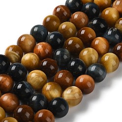 Tiger Eye Natural Tiger Eye Beads Strands, Round, 10~10.5mm, Hole: 1.4mm, about 38pcs/strand, 15.16''(38.5cm)