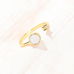 Круглые Манжеты из латуни с микро паве кубический цирконий для женщин, с оболочкой, без никеля , реальный 18 k позолоченный, круглые, 16 мм