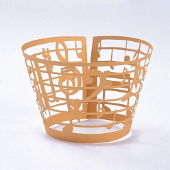 Goldenrod Musical Note Cupcake Wrappers, Laser Cut Liner Artistic Baking Cup Wraps, for Wedding Party Birthday Decoration, Goldenrod, 8.5x21.5x0.03cm