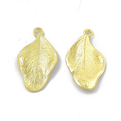 Light Gold Стойки подвески обшивки сплава, очарование листа, золотой свет, 35x19x3 мм, отверстие : 2.5 мм