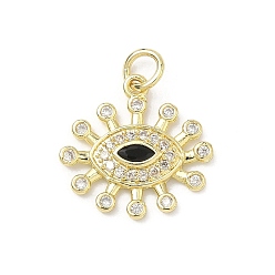 Настоящее золото 18K Латунные микро проложить кубического циркония подвески, долговечный, стойки покрытие, без свинца и без кадмия, Очарование глаз, реальный 18 k позолоченный, 16.5x17x2.5 мм, отверстие : 3 мм