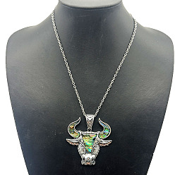 (461) Высокий Металлик Виноград Модные ожерелья с подвесками из натуральной ракушки пауа из сплава, платина, крупный рогатый скот