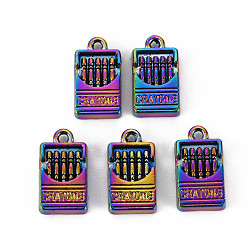 Rainbow Color Подвески из сплава , без кадмия, без никеля и без свинца, коробка для карандашей со словом мелки, Радуга цветов, 17x9x3 мм, отверстие : 1.2 мм
