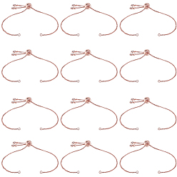 Розовое Золото 12шт. покрытие стойки, регулируемый латунный слайдер, изготовление браслета, с кубического циркония, долговечный, без свинца и без кадмия, подходит для соединительных шармов, розовое золото , длина одной цепи: 12.5 см, отверстие : 1 мм