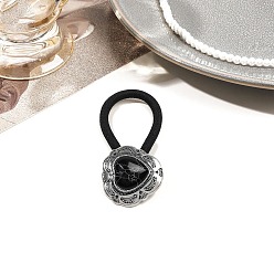 Сердце Резинки для волос из сплава, с нейлоновым шнуром, с имитацией бирюзы, сердце, 30 мм