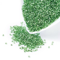 Зеленый лайм Стеклянные бусины matsuno mgb, японский бисер, серебристые выложены круглые отверстия стеклянные бусины, два среза, шестиугольник, зеленый лайм, 11/0, 2x2x2 мм, отверстие: 0.8 мм, о 41000pcs / мешок, 450g / мешок