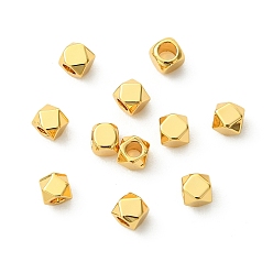 Plaqué 18K Or Véritable Perles en laiton shegrace, sans cadmium et sans nickel et sans plomb, polygone, réel 18 k plaqué or, 3x3x3mm, Trou: 1.6mm
