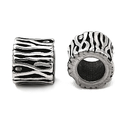 Античное Серебро 304 из нержавеющей стали европейские шарики, бусины с большим отверстием, колонка, античное серебро, 6x7x6.5 мм, отверстие : 4 мм