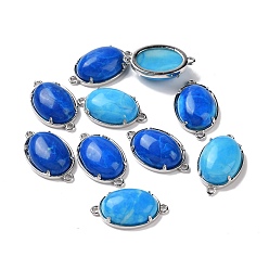 Синтетическая Бирюза Латунные синтетические бирюзовые соединители звеньев, овальные, платина, 15~15.5x25.5~26x6.5~7 мм, отверстие : 1.5~2 мм